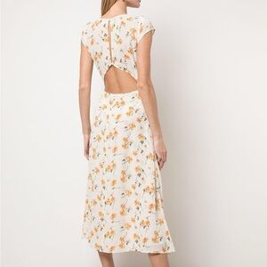 Reformation Wellfleet Dress - Floral Cream and Orange Midi Dress